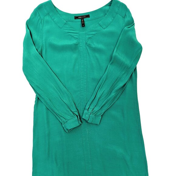 BCBGMAXAZRIA | Tunic Dress Ultra Green "Levin” Pleated  | Size XS - Picture 7 of 12